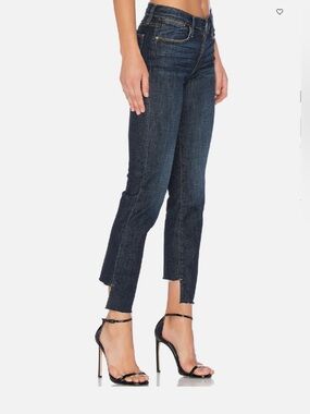 FRAME Denim Le High Straight Reverse Step Hem Jeans 27 Raw Edge Ankle Crop